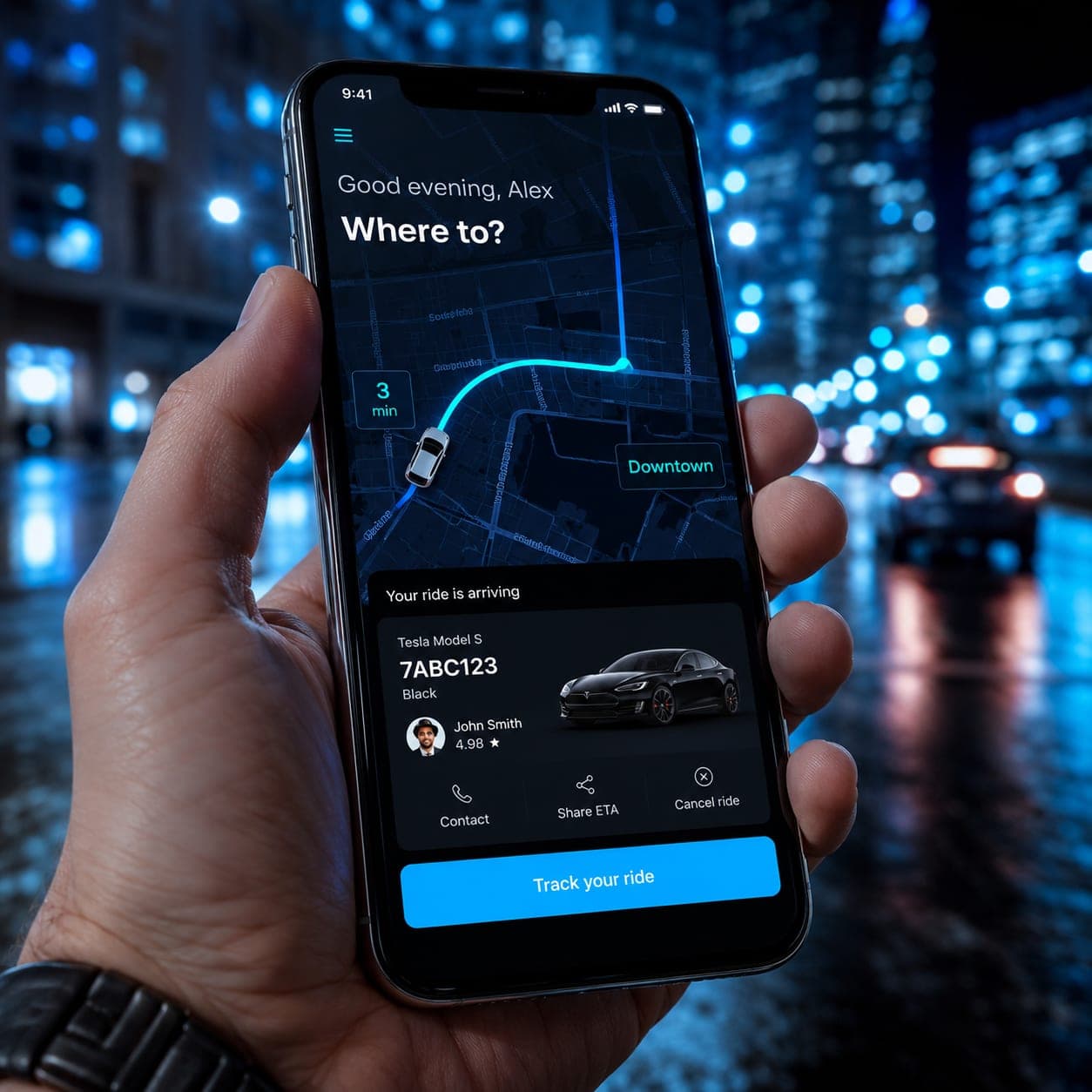 Opening the GoNex app to book a ride